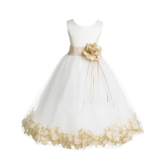 Ekidsbridal Satin Floral Petals Rose Tulle Ivory Flower Girl Dress Bridesmaid Wedding Pageant Toddler Easter Holiday Recital Communion Birthday Baptism Ceremony 007 4