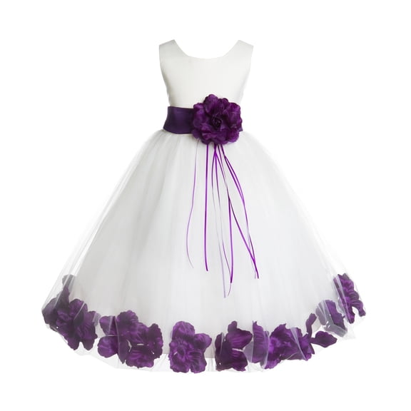 Ekidsbridal Satin Floral Petals Rose Tulle Ivory Flower Girl Dress Bridesmaid Wedding Pageant Toddler Easter Holiday Recital Communion Birthday Baptism Ceremony 007 4
