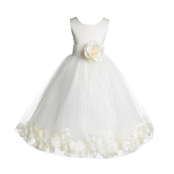 Ekidsbridal Satin Floral Petals Rose Tulle Ivory Flower Girl Dress Bridesmaid Wedding Pageant Toddler Easter Holiday Recital Communion Birthday Baptism Ceremony 007 14