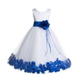 thumbnail image 1 of Ekidsbridal Satin Floral Petals Rose Tulle White Flower Girl Dress Formal Evening Gown Pretty Princess Wedding Photoshoot Ballroom 007 6, 1 of 2