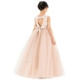 thumbnail image 1 of Ekidsbridal Satin Heart Cutout Flower Girl Dress with Pearl Beaded Trim for Junior Bridesmaid Dancing Fashion P250 8, 1 of 4