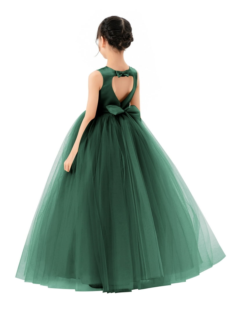 Ekidsbridal Satin Heart Cutout Tulle Flower Girl Dress for Junior Pageants Mini Bridal Gown for Toddlers Graduation Ceremony 247 2