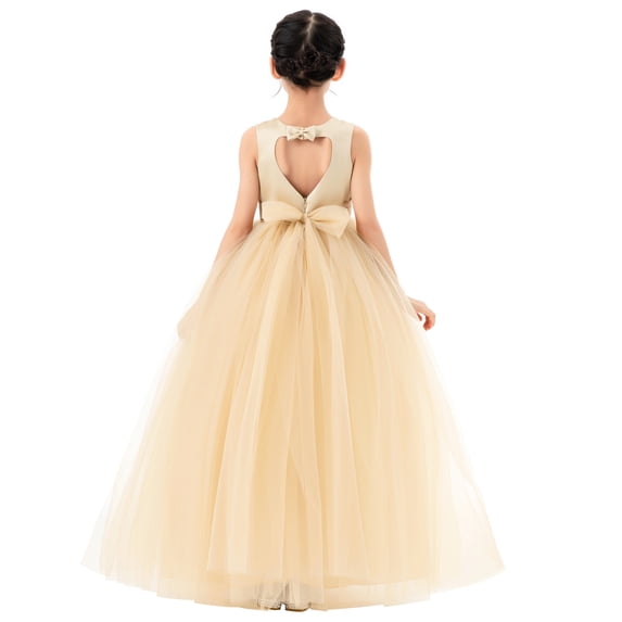 Ekidsbridal Satin Heart Cutout Tulle Flower Girl Dress for Junior Pageants Mini Bridal Gown for Toddlers Graduation Ceremony 247 8