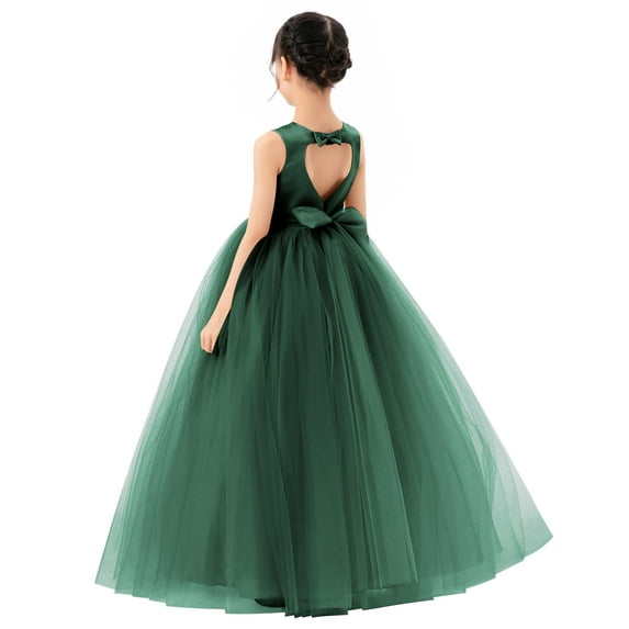 Ekidsbridal Satin Heart Cutout Tulle Flower Girl Dress for Wedding Junior Bridesmaid Pretty Princess Gown for Toddlers 247 10