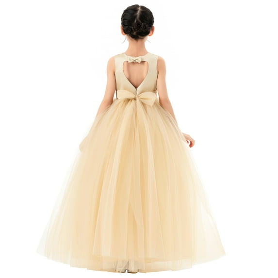 Ekidsbridal Satin Heart Cutout Tulle Flower Girl Dress for Wedding Junior Bridesmaid Pretty Princess Gown for Toddlers 247 10