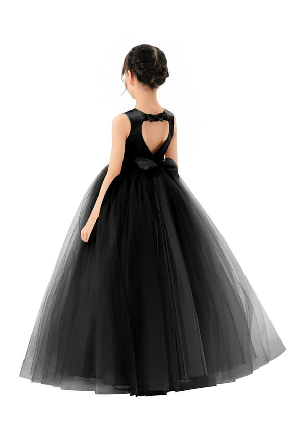 Satin Heart Cutout Tulle Flower Girl Dress for Wedding Junior Bridesmaid Pretty Princess Gown for Toddlers 247 6