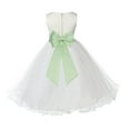 thumbnail image 1 of Ekidsbridal Satin Ivory Apple Green Tulle Rattail Flower Girl Dress for Baptism Wedding Mini Bridal Gown 829T 10, 1 of 3