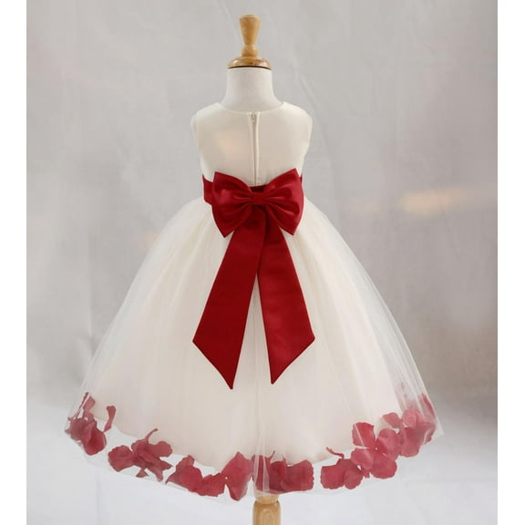 Ekidsbridal Satin Ivory Apple Red Tulle Rose Petal Flower Girl Dress Christmas Party Bridesmaid Holiday Wedding Pageant Birthday 302T 6