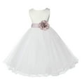 thumbnail image 1 of Ekidsbridal Satin Ivory Biscotti Tulle Rattail Flower Girl Dress for Baptism Wedding Mini Bridal Gown 829T 8, 1 of 3