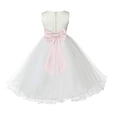 thumbnail image 1 of Ekidsbridal Satin Ivory Blush Tulle Rattail Flower Girl Dress for Baptism Wedding Mini Bridal Gown 829T 6, 1 of 3
