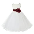 thumbnail image 1 of Ekidsbridal Satin Ivory Burgundy Tulle Rattail Flower Girl Dress for Baptism Wedding Mini Bridal Gown 829T M, 1 of 2