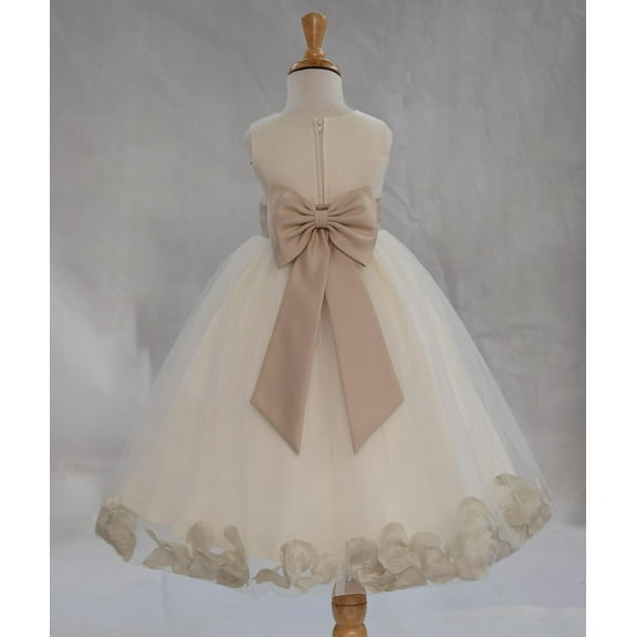Ekidsbridal Satin Ivory Champagne Tulle Rose Petal Flower Girl Dress Christmas Party Bridesmaid Holiday Wedding Pageant Birthday 302T 16