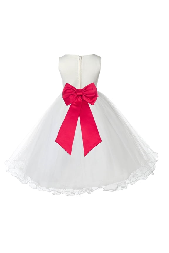 Satin Ivory Cherry Tulle Rattail Flower Girl Dress for Baptism Wedding Mini Bridal Gown 829T 2