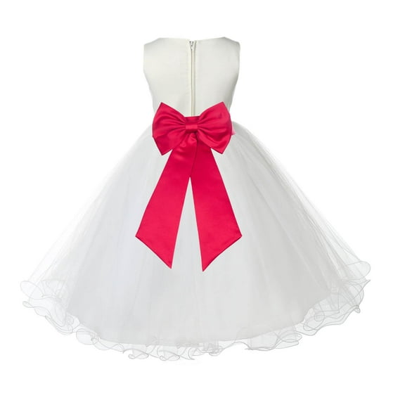 Ekidsbridal Satin Ivory Cherry Tulle Rattail Flower Girl Dress for Baptism Wedding Mini Bridal Gown 829T 4