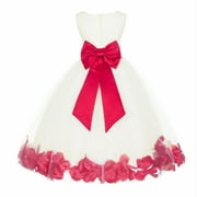 Ekidsbridal Satin Ivory Cherry Tulle Rose Petal Flower Girl Dress Christmas Party Bridesmaid Holiday Wedding Pageant Birthday 302T S
