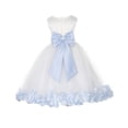 thumbnail image 1 of Ekidsbridal Satin Ivory Ice Blue Tulle Rose Petal Flower Girl Dress Christmas Party Bridesmaid Holiday Wedding Pageant Birthday 302T M, 1 of 3