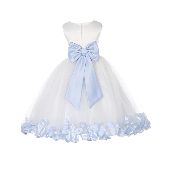 Ekidsbridal Satin Ivory Ice Blue Tulle Rose Petal Flower Girl Dress Christmas Party Bridesmaid Holiday Wedding Pageant Birthday 302T M