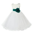 thumbnail image 1 of Ekidsbridal Satin Ivory Jade Tulle Rattail Edge Flower Girl Dresses for Communion Baptism Christening Gown Wedding Pageant 829S 12, 1 of 2