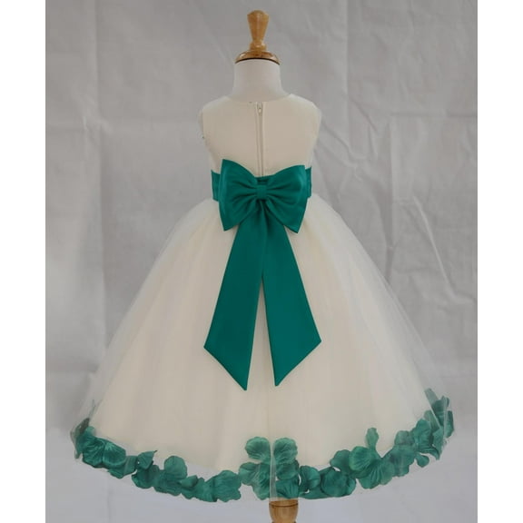 Ekidsbridal Satin Ivory Jade Tulle Rose Petal Flower Girl Dress Christmas Party Bridesmaid Holiday Wedding Pageant Birthday 302T 10