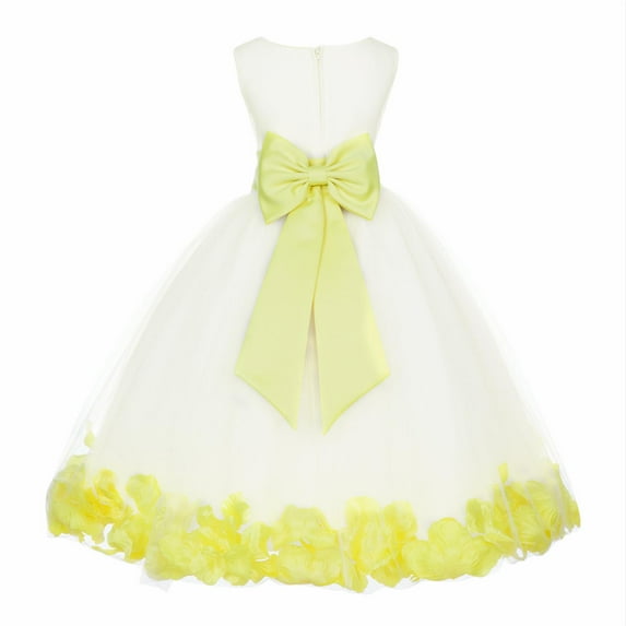Ekidsbridal Satin Ivory Lemon Tulle Rose Petal Flower Girl Dress Christmas Party Bridesmaid Holiday Wedding Pageant Birthday 302T 14