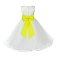 thumbnail image 1 of Ekidsbridal Satin Ivory Lemon Tulle Rattail Flower Girl Dress for Baptism Wedding Mini Bridal Gown 829T 4, 1 of 3