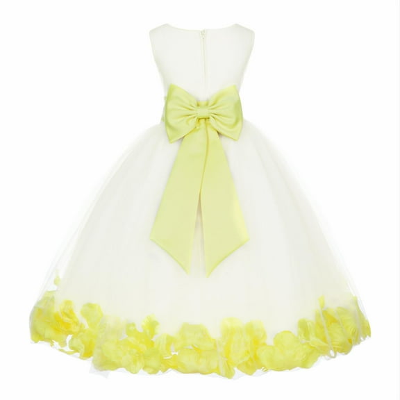 Ekidsbridal Satin Ivory Lemon Tulle Rose Petal Flower Girl Dress Christmas Party Bridesmaid Holiday Wedding Pageant Birthday 302T 6