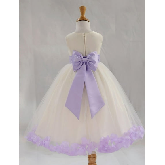 Ekidsbridal Satin Ivory Lilac Tulle Rose Petal Flower Girl Dress Christmas Party Bridesmaid Holiday Wedding Pageant Birthday 302T 2