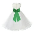 thumbnail image 1 of Ekidsbridal Satin Ivory Lime Tulle Rattail Flower Girl Dress for Baptism Wedding Mini Bridal Gown 829T 8, 1 of 2
