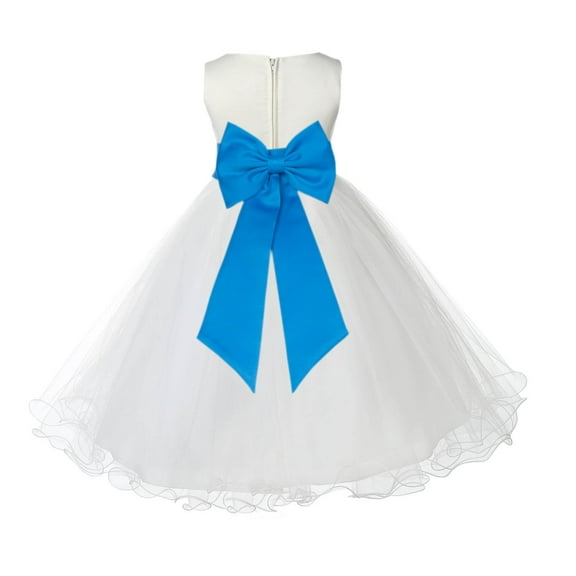 Ekidsbridal Satin Ivory Malibu Tulle Rattail Flower Girl Dress for Baptism Wedding Mini Bridal Gown 829T 4