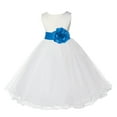 thumbnail image 1 of Ekidsbridal Satin Ivory Malibu Tulle Rattail Edge Flower Girl Dresses for Communion Baptism Christening Gown Wedding Pageant 829S 2, 1 of 3