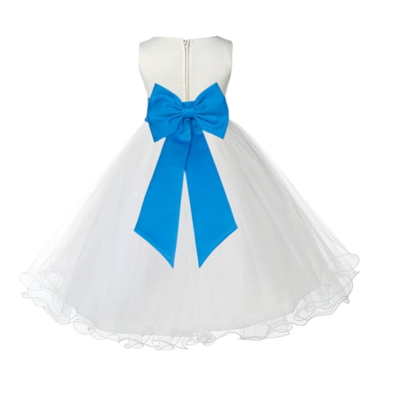 Ekidsbridal Satin Ivory Malibu Tulle Rattail Flower Girl Dress for Baptism Wedding Mini Bridal Gown 829T S