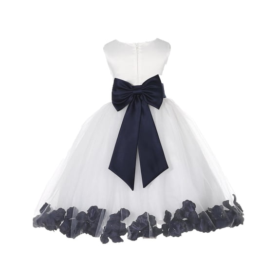 Ekidsbridal Satin Ivory Marine Tulle Rose Petal Flower Girl Dress Christmas Party Bridesmaid Holiday Wedding Pageant Birthday 302T 4