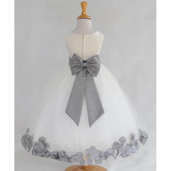 Ekidsbridal Satin Ivory Mercury Tulle Rose Petal Flower Girl Dress Christmas Party Bridesmaid Holiday Wedding Pageant Birthday 302T S