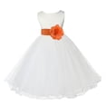 thumbnail image 1 of Ekidsbridal Satin Ivory Orange Tulle Rattail Edge Flower Girl Dresses for Communion Baptism Christening Gown Wedding Pageant 829S 4, 1 of 2