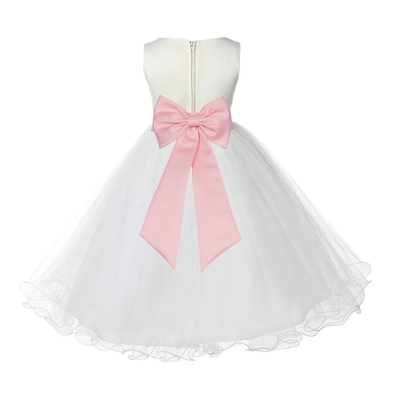 Ekidsbridal Satin Ivory Peach Tulle Rattail Flower Girl Dress for Baptism Wedding Mini Bridal Gown 829T 10