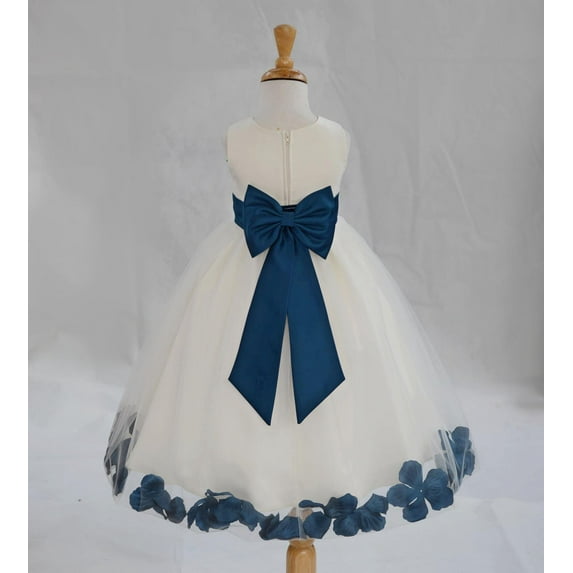 Ekidsbridal Satin Ivory Peacock Tulle Rose Petal Flower Girl Dress Christmas Party Bridesmaid Holiday Wedding Pageant Birthday 302T 8