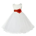 thumbnail image 1 of Ekidsbridal Satin Ivory Persimmon Tulle Rattail Flower Girl Dress for Baptism Wedding Mini Bridal Gown 829T M, 1 of 2