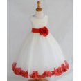 thumbnail image 1 of Ekidsbridal Satin Ivory Persimmon Tulle Rose Petal Flower Girl Dress Christmas Party Bridesmaid Holiday Wedding Pageant Birthday 302T 2, 1 of 3