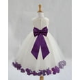 thumbnail image 1 of Ekidsbridal Satin Ivory Purple Tulle Rose Petal Flower Girl Dress Christmas Party Bridesmaid Holiday Wedding Pageant Birthday 302T 14, 1 of 3