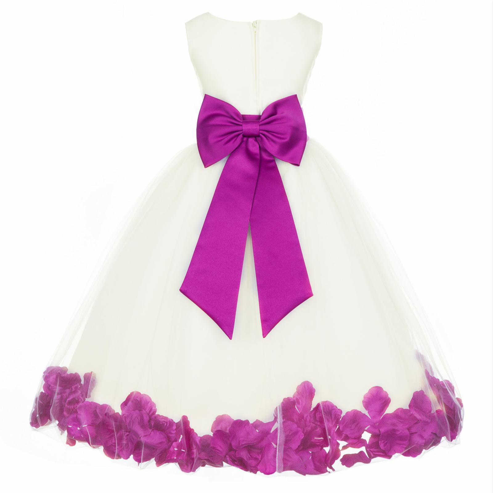 Ekidsbridal Satin Ivory Raspberry Tulle Rose Petal Flower Girl Dress  Christmas Party Bridesmaid Holiday Wedding Pageant Birthday 302T 10 -  Walmart.com