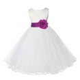 thumbnail image 1 of Ekidsbridal Satin Ivory Raspberry Tulle Rattail Edge Flower Girl Dresses for Communion Baptism Christening Gown Wedding Pageant 829S 4, 1 of 3