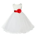 thumbnail image 1 of Ekidsbridal Satin Ivory Red Tulle Rattail Edge Flower Girl Dresses for Communion Baptism Christening Gown Wedding Pageant 829S 4, 1 of 3