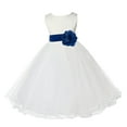 thumbnail image 1 of Ekidsbridal Satin Ivory Royal Blue Tulle Rattail Edge Flower Girl Dresses for Communion Baptism Christening Gown Wedding Pageant 829S 2, 1 of 3