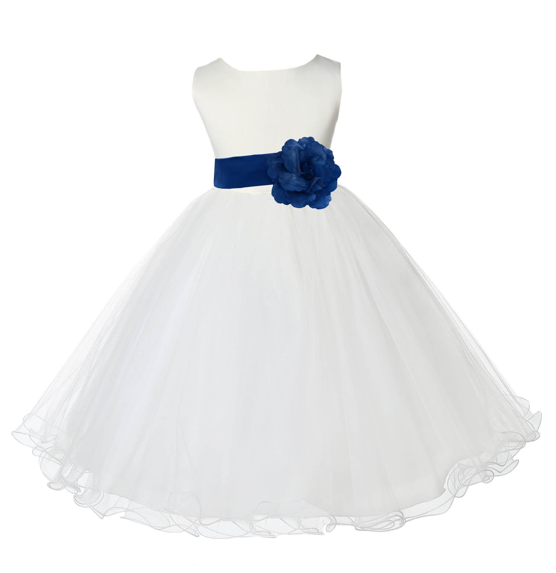 Ekidsbridal Satin Ivory Royal Blue Tulle Rattail Edge Flower Girl Dresses for Communion Baptism Christening Gown Wedding Pageant 829S 8 - Walmart.com Ekidsbridal Satin Ivory Royal Blue Tulle Rattail Edge Flower Girl Dresses for Communion Baptism Christening Gown Wedding Pageant 829S 8 - Walmart.com