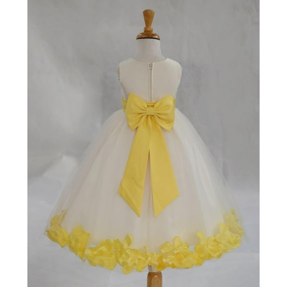 Ekidsbridal Satin Ivory Sunbeam Tulle Rose Petal Flower Girl Dress Christmas Party Bridesmaid Holiday Wedding Pageant Birthday 302T 2