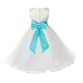 thumbnail image 1 of Ekidsbridal Satin Ivory Tiffany Tulle Rattail Flower Girl Dress for Baptism Wedding Mini Bridal Gown 829T M, 1 of 3