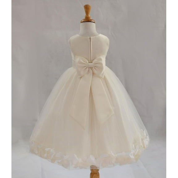 Ekidsbridal Satin Ivory Tulle Rose Petal Flower Girl Dress Christmas Party Bridesmaid Holiday Wedding Pageant Birthday 302T 2