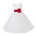 thumbnail image 1 of Ekidsbridal Satin Ivory Watermelon Tulle Rattail Flower Girl Dress for Baptism Wedding Mini Bridal Gown 829T M, 1 of 2