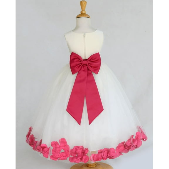 Ekidsbridal Satin Ivory Watermelon Tulle Rose Petal Flower Girl Dress Christmas Party Bridesmaid Holiday Wedding Pageant Birthday 302T 2