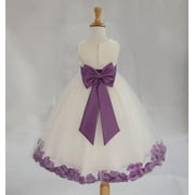 Ekidsbridal Satin Ivory Wisteria Tulle Rose Petal Flower Girl Dress Christmas Party Bridesmaid Holiday Wedding Pageant Birthday 302T 2